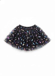 Saia de Tule Adulto - Preta | Penas Coloridas
