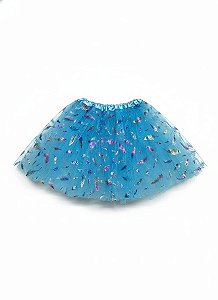 Saia de Tule Adulto - azul | Penas Coloridas