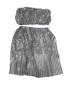 Conjunto Top e Saia - Prata