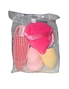 Kit de Esponjas com Escova Rosa
