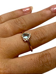 Anel - Formatura 04 | Dourado Com Verde Água