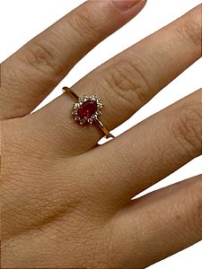 Anel - Formatura 03 | Dourado Com Vermelho