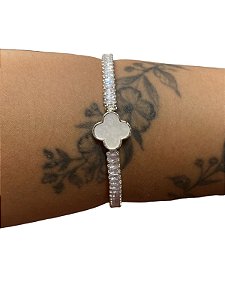 Bracelete BR01 - Prata Com Branco