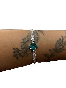 Bracelete BR01 - Prata Com verde