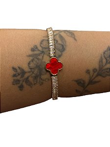Bracelete BR01 - Dourado com Vermelho