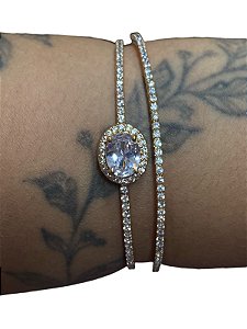 Bracelete De Punho - BR02 - Dourado Com Branco