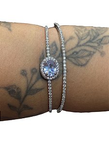 Bracelete De Punho - BR02 - Prata com Branco