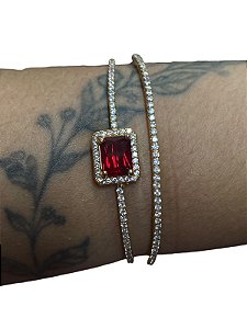 Bracelete De Punho - BR03 | Dourado com vermelho