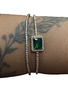 Bracelete De Punho - BR03 | Dourado Com Verde