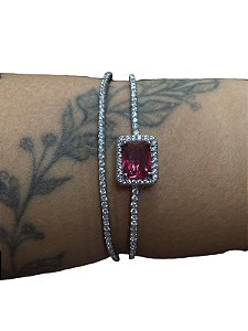 Bracelete De Punho - BR03 | Prata Com Vermelho