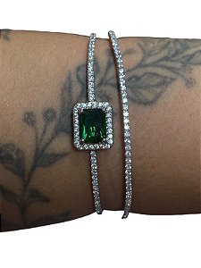 Bracelete De Punho - BR03 | Prata Com Verde