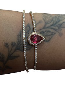 Bracelete De Punho - BR06 | Dourado Com Vermelho