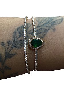 Bracelete De Punho - BR06 | Dourado Com Verde