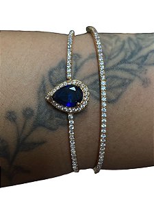 Bracelete De Punho - BR06 | Dourado Com Azul Marinho
