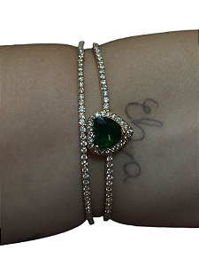 Bracelete De Punho - BR012 | Dourado Com Verde