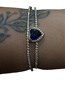 Bracelete De Punho - BR012 | Dourado com Azul Marinho