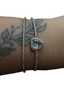 Bracelete De Punho - BR012 | Dourado Com Verde Água