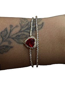 Bracelete De Punho - BR012 | Dourado Com Vermelho