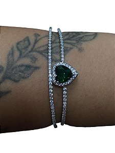 Bracelete De Punho - BR012 | Prata Com Verde