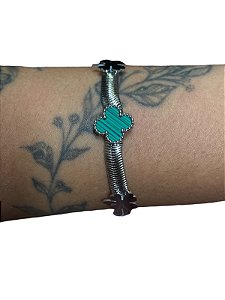 Bracelete De Punho - BR042 | Prata Com Verde