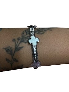 Bracelete De Punho - BR042 | Prata Com Branca