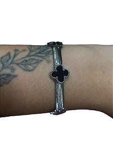 Bracelete De Punho - BR042 | Prata Com Preto