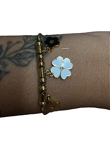 Bracelete De Punho - BR047 | Dourado com Branco