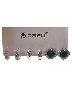 Kit de Brincos - BR01 | Prata com Verde