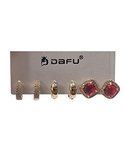 Kit de Brincos - BR01 | Dourado e Vermelho