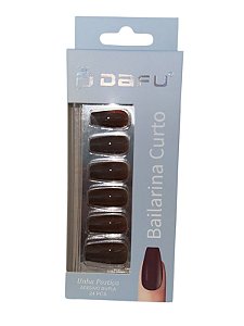 Unha Postiça Bailarina Curto - Marrom Escuro - 24 Unidades