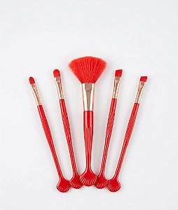 Kit com 5 Pincéis Concha - Vermelho