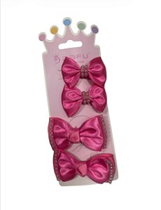 Kit Laços- Quatro Unidades (Pérola) | Rosa