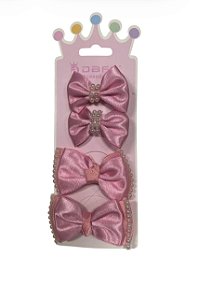 Kit Laços- Quatro Unidades (Pérola) | Rosa claro