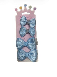 Kit Laços- Quatro Unidades (Pérola) | azul bebê