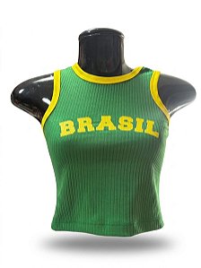 Semi Cropped Brasil - Verde com Amarelo | Tamanho Único