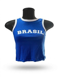Semi Cropped Brasil - Azul | Tamanho Único