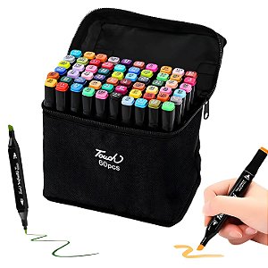 CONJUNTO DE CANETAS TOUCH PONTA DUPLA - 60 UNIDADES - (1 POR CLIENTE)