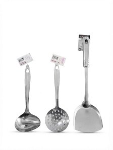 KIT UTENSÍLIOS - ESPÁTULA COOK + CONCHA PARA MOLHO E ESCUMADEIRA