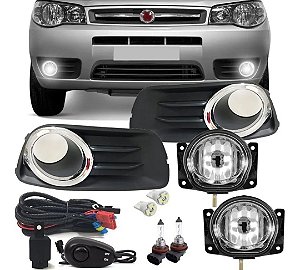 Kit Farol De Milha Palio Fire Economy 2011 2012 2013 2014 Moldura Cromada