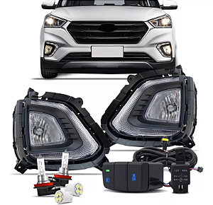 Kit Farol Milha Hyundai Creta Drl Daylight Luz Diurna 2020 2021 2022 Pcd Attitude Smart