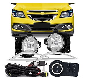 Kit Farol Milha Onix Prisma + Friso Cromado 2013 2014 2015