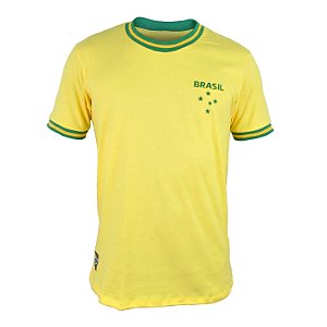 Camisa Retrô Brasil Amarela I - Coleção Nações
