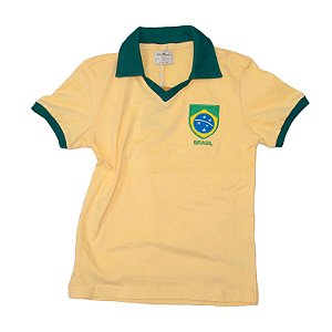 Camisa Retrô Juvenil Brasil - Polo Amarela