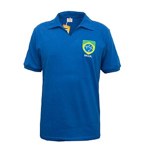 Camisa Retrô Brasil - Polo Azul