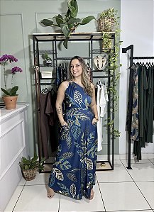 Vestido um ombro estampado em fluyit