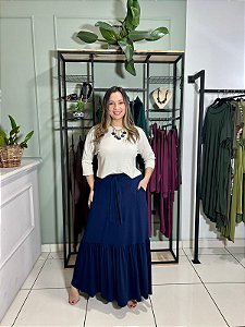 Saia com detalhe em babado malha viscolycra
