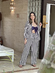 Camisa listrada em viscose