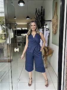Bermuda em viscose sarjada