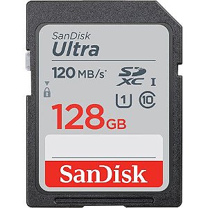 Cartão de Memória Sandisk SD 128GB Ultra 120MBs