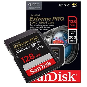 Cartão Memória Sandisk 128gb Extreme Pro 200Mbs